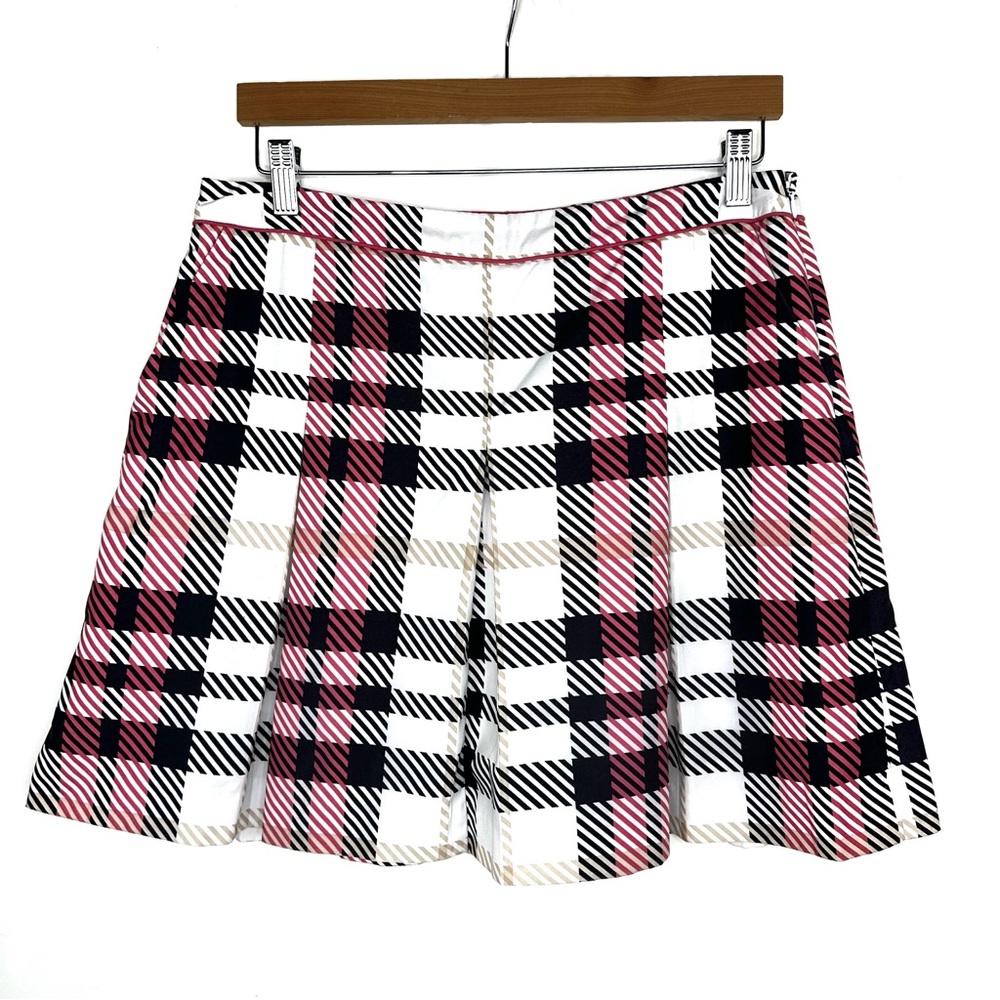 IZOD Preppy Plaid Pleated Athletic Athleisure Tennis Pickleball Skort Skirt Sz10